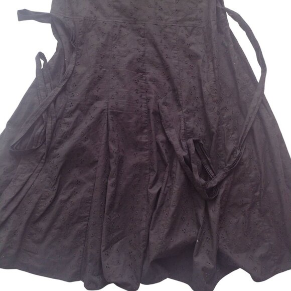 Lane Bryant Black Faux Wrap Dress XXL Cotton Eyelet Retro Midi 24 Runs Small 2X - Picture 9 of 11